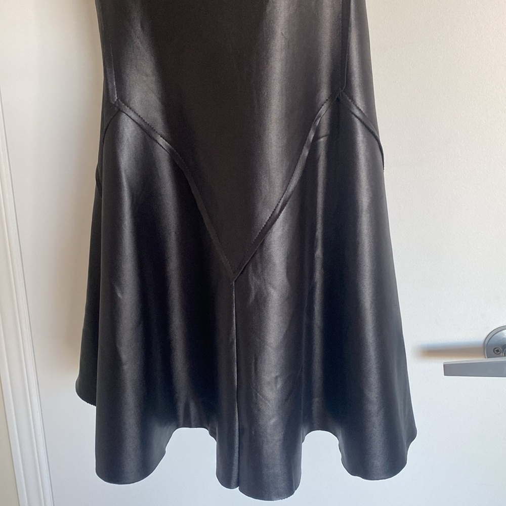 SOPHYLINE&CO Paris Faux Leather short sleeved Skater new Black Dress size small - Picture 14 of 17